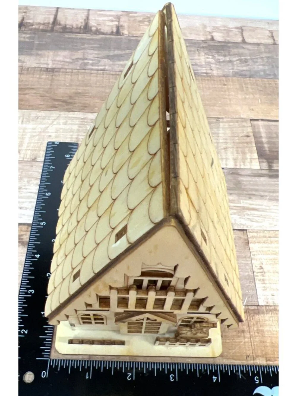 Laser Cut Wood Christmas Cottage House With Light Can Be Painted Or Natural